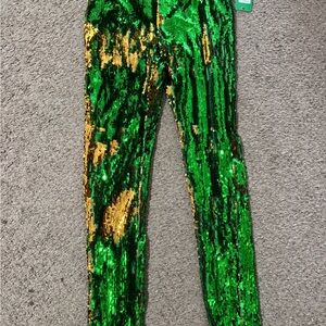 Tipsy Elves Green and Gold Sequin Leggings